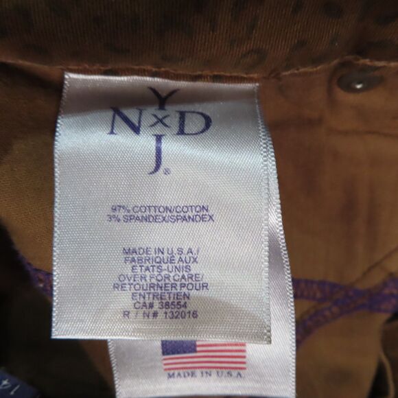 NYDJ Ankle Pants 14 Brown Cheetah Print Mid Rise 5 Pockets Ankle Cotton Blend - Picture 11 of 12